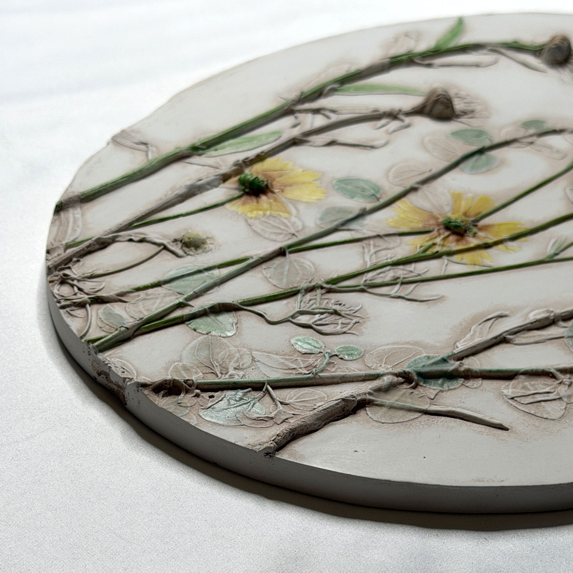 Blue Butterfly & Summer Flowers Oval Tile