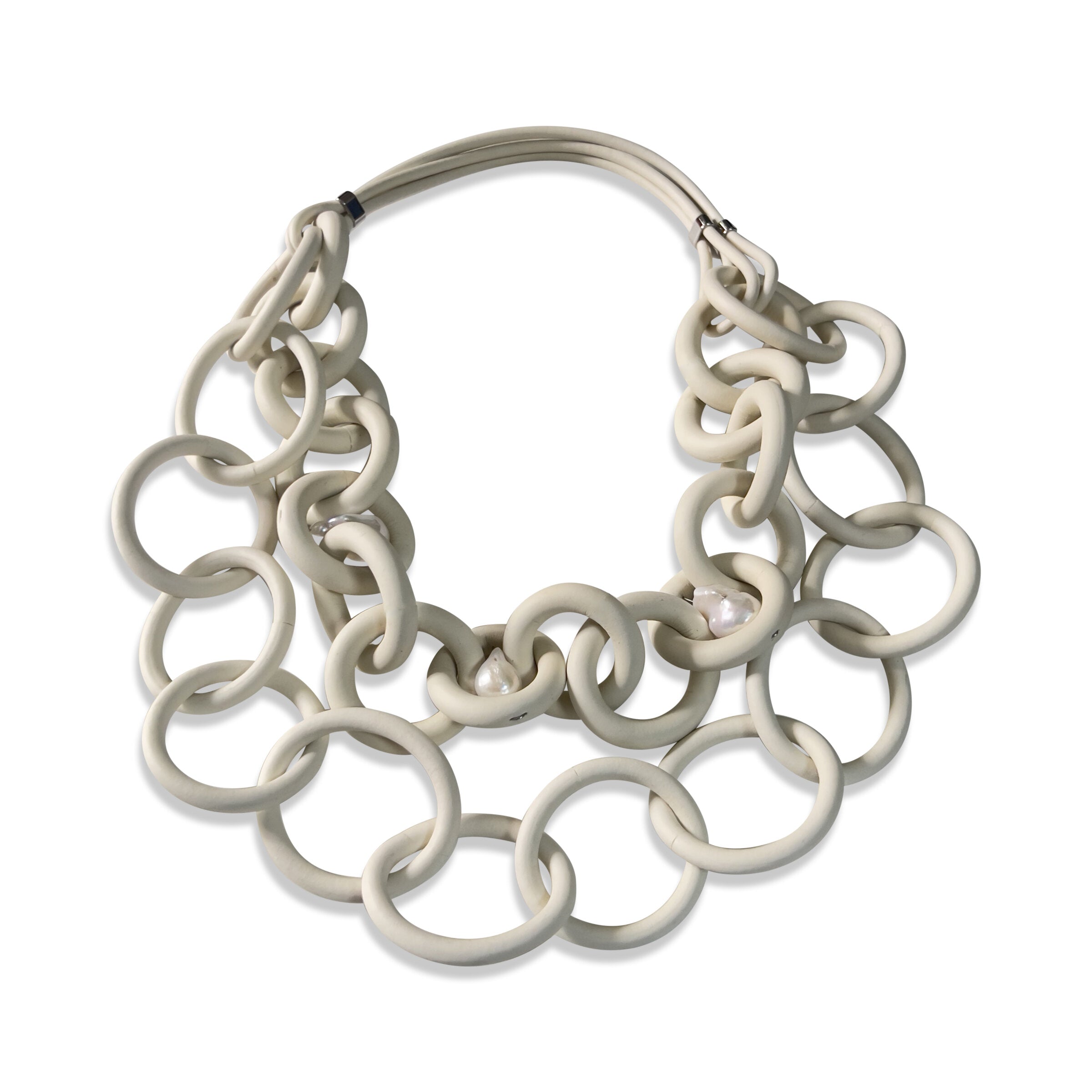 Double Strand Ivory Rubber Necklace