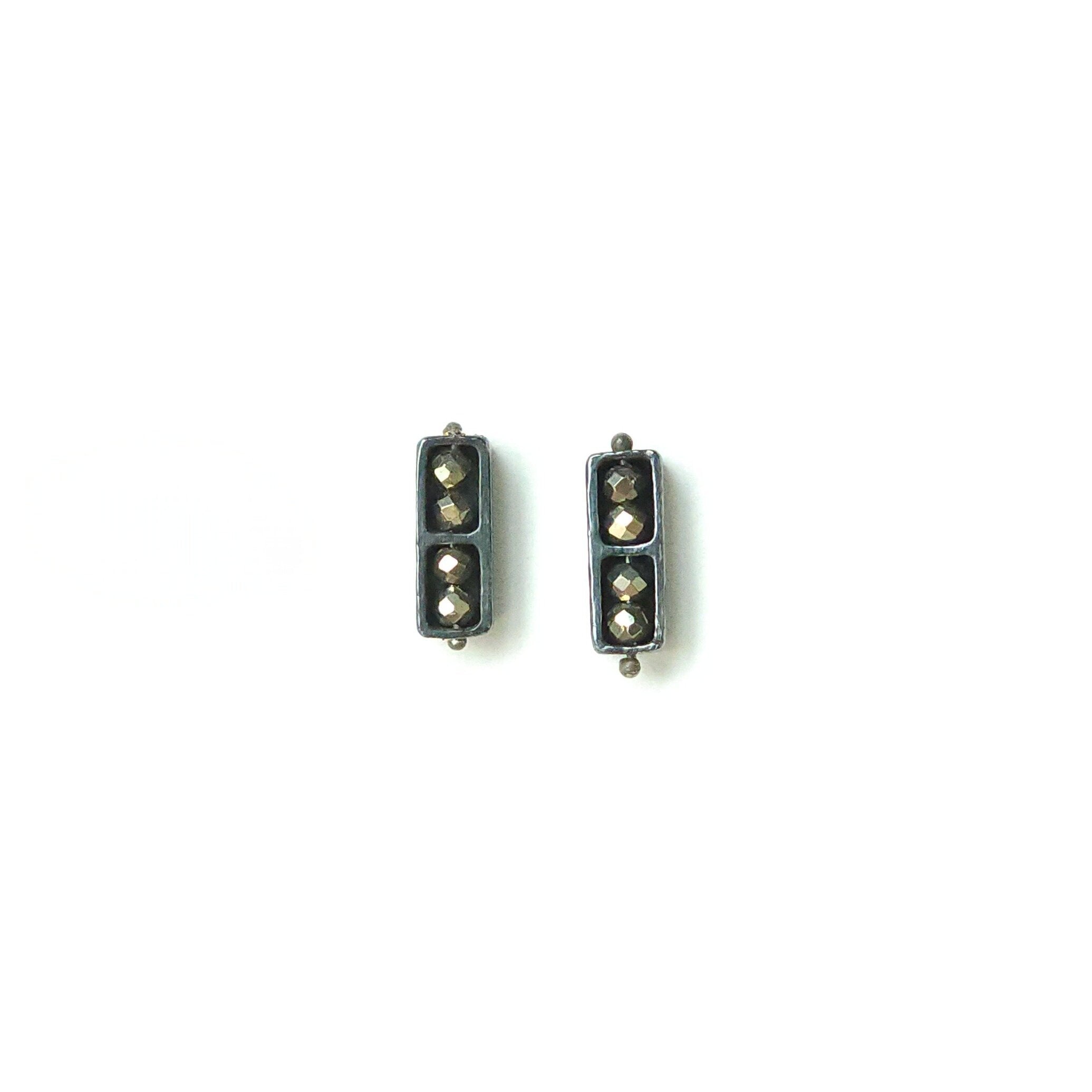 Pyrite Segment Bar Earrings