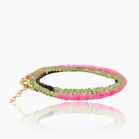 Triple Wrap Pink Opal, Peridot & Spinel Bracelet