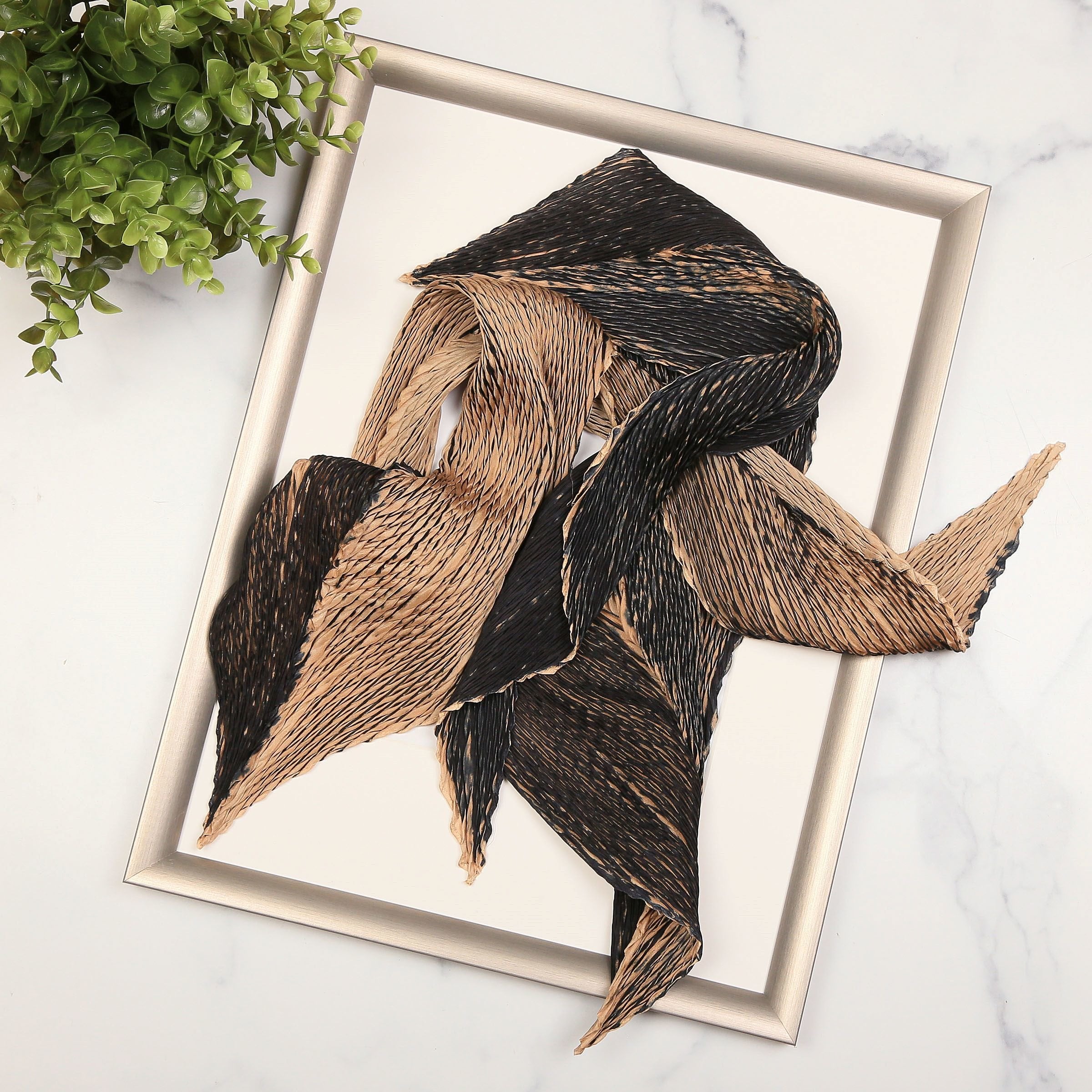 Black & Beige Zigzag Shibori Scarf · Artful Home