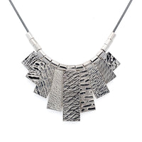 White Rhodium Nine Tab Necklace