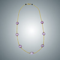 Pink Amethyst Coins & Gold-Filled Necklace