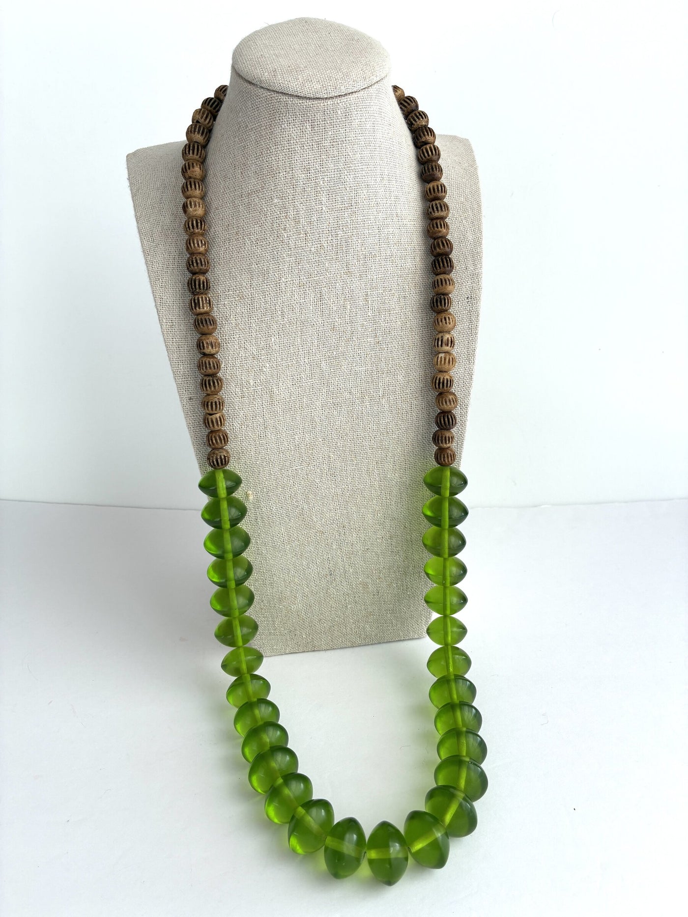 Long Green Resin Bead Necklace