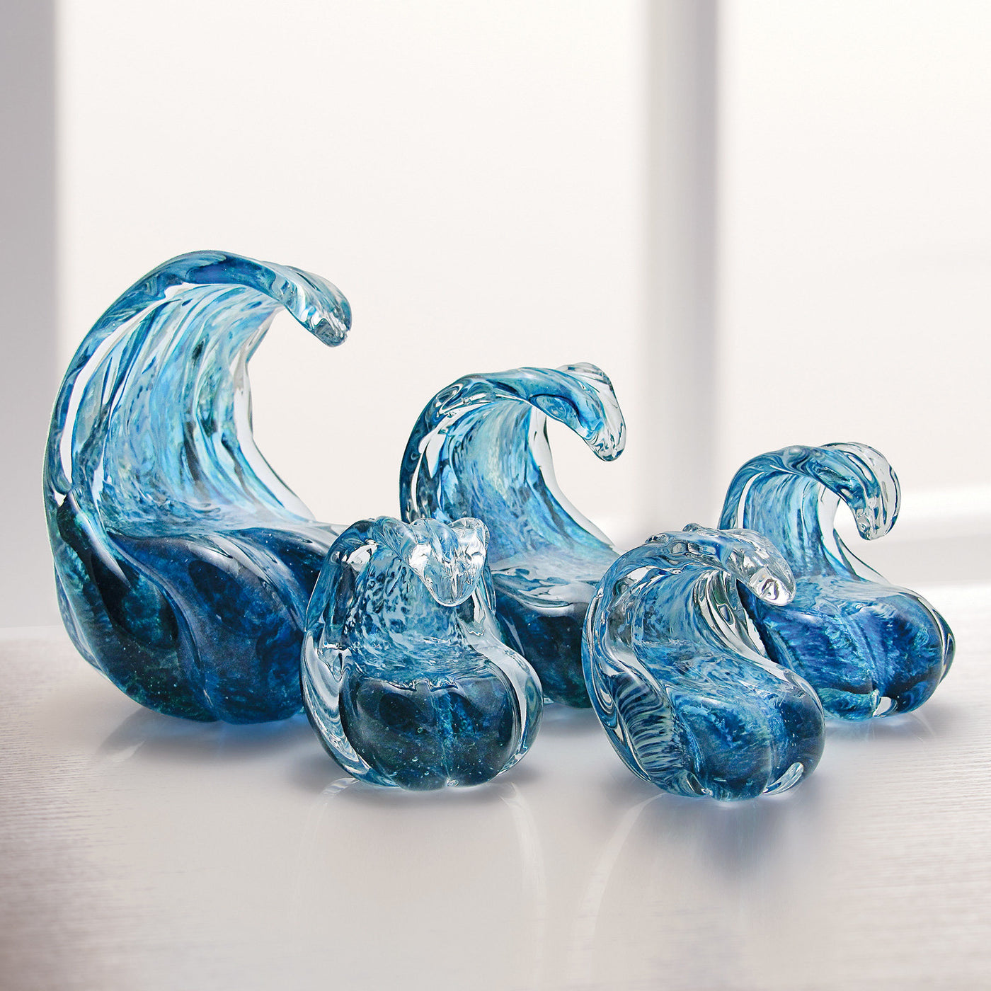 set of five as shown, left to right: extra large, small, large, small, medium 
