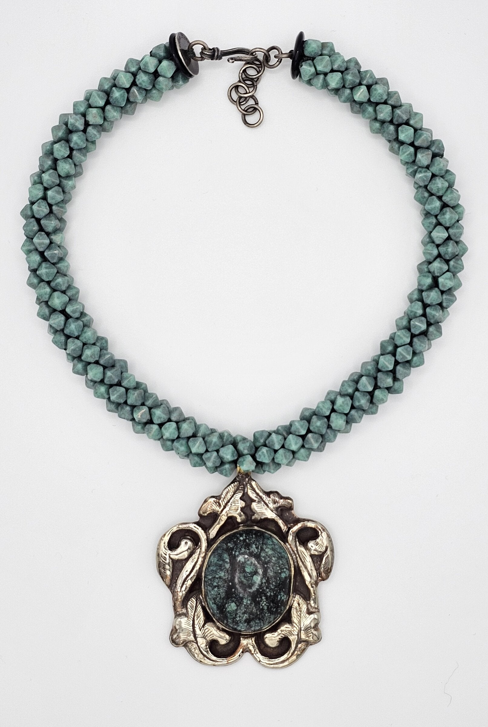 Tibetan Turquoise Scroll Pendant