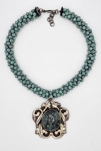 Tibetan Turquoise Scroll Pendant