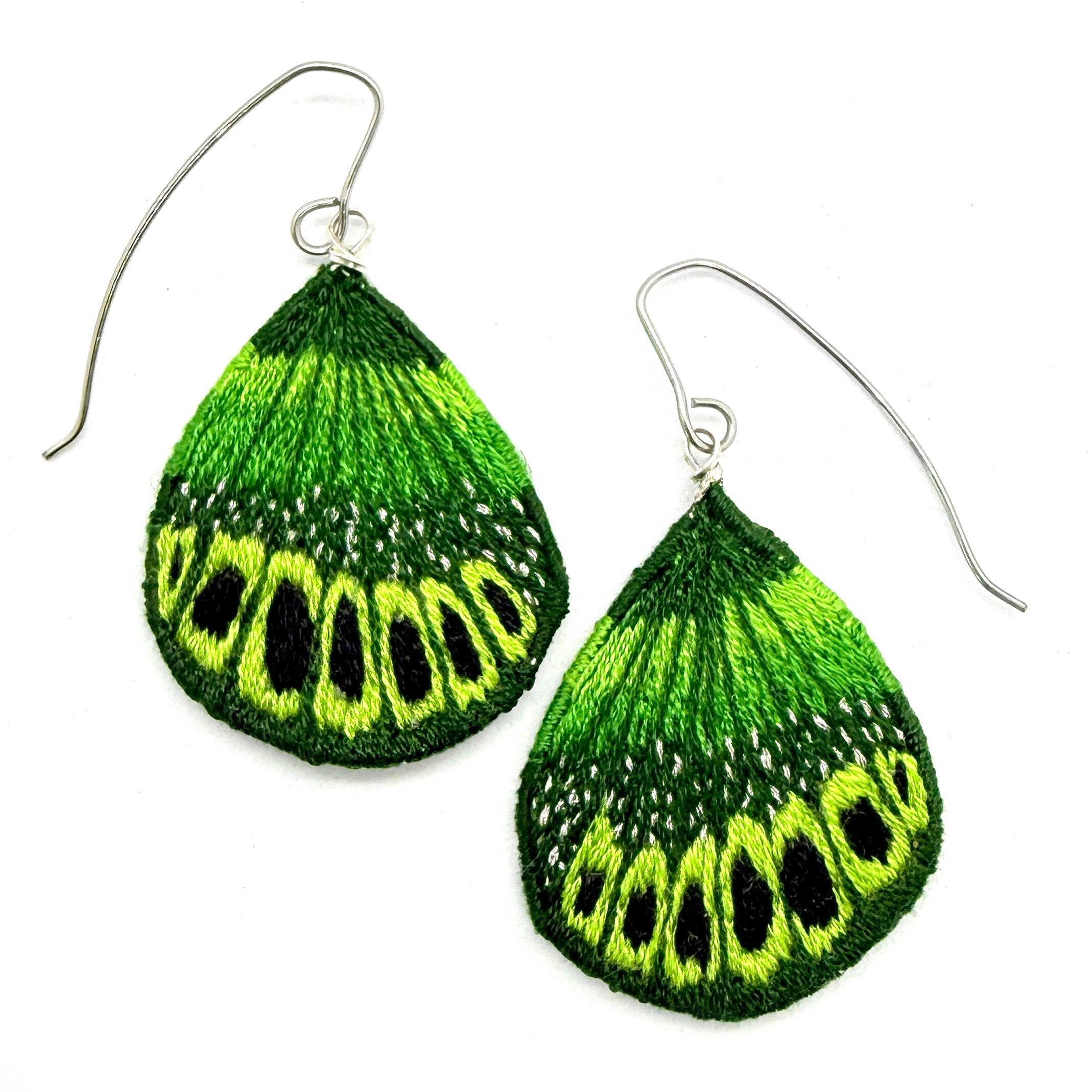 Green Butterfly Wing Earrings