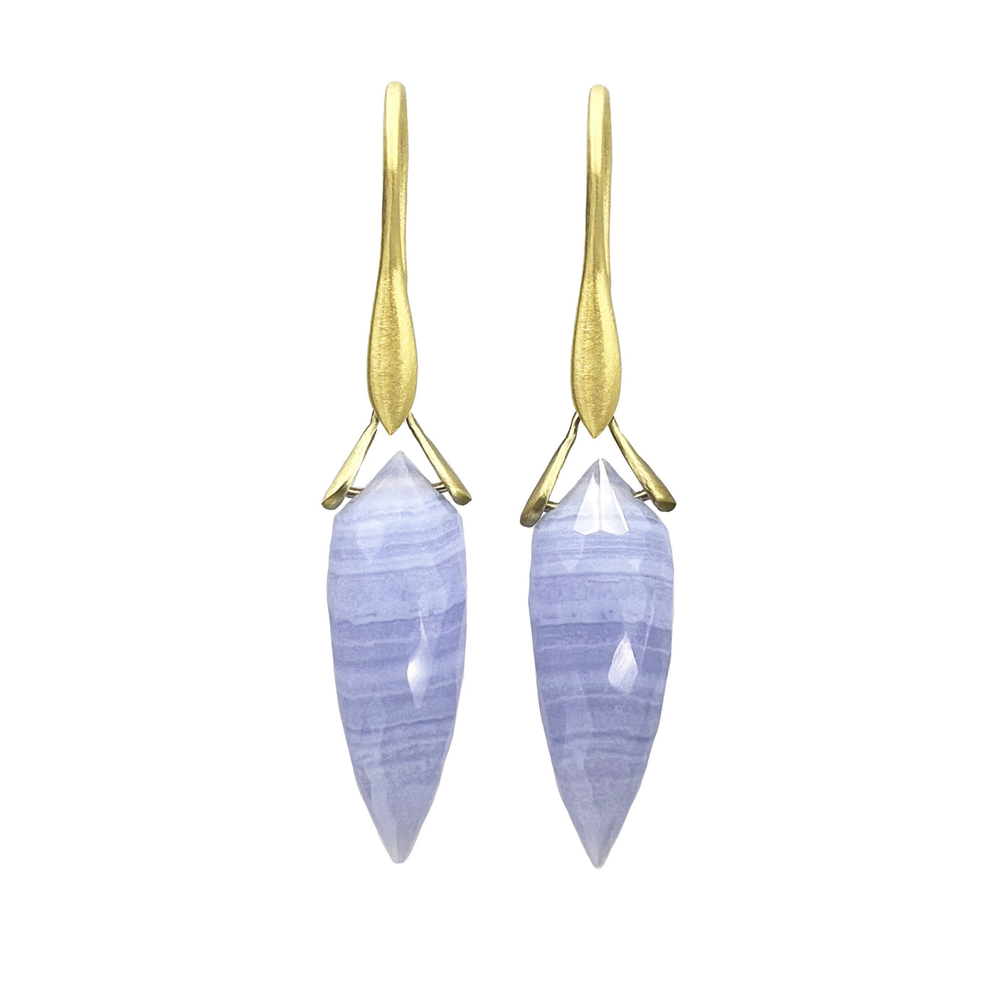 Blue Lace Agate Trapeze Earrings II