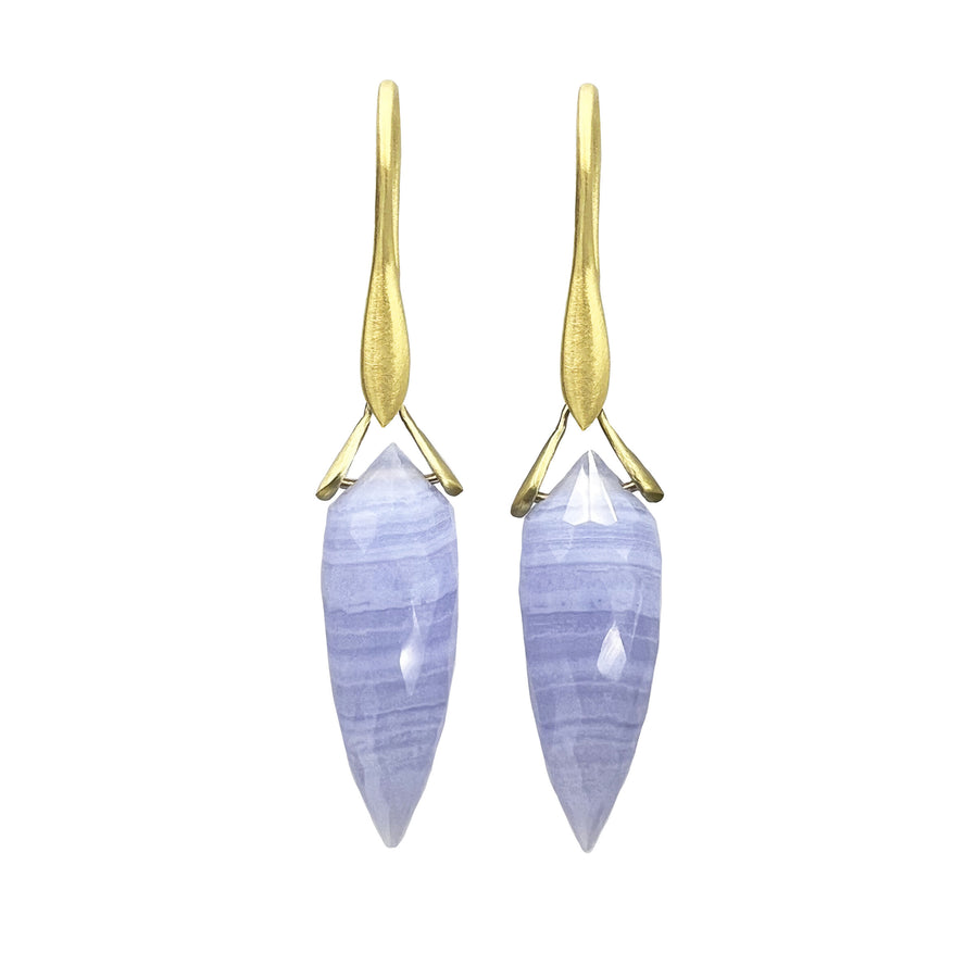 Blue Lace Agate Trapeze Earrings II