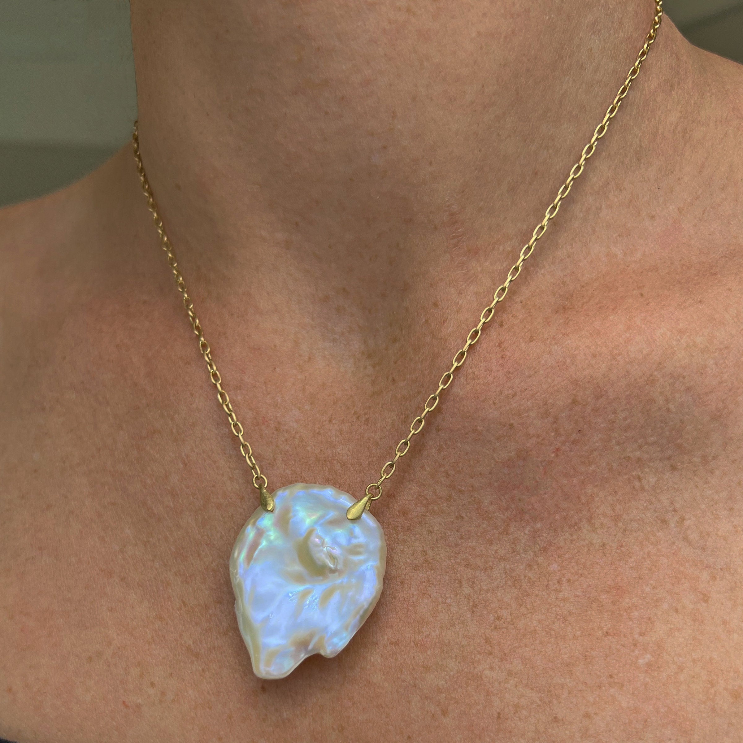 Dripping Pearl Coin Necklace