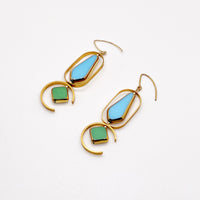 Pastel Blue and Green Art Deco Earrings