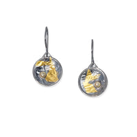 Black & Gold Keum-Boo Diamond Disk Earrings