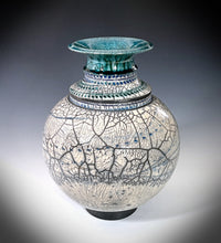 Snow Tracks Raku Vase