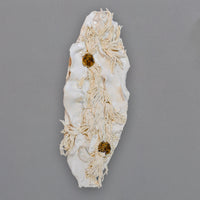 White Wall glazed Ceramic Sculpture with Gold Accents