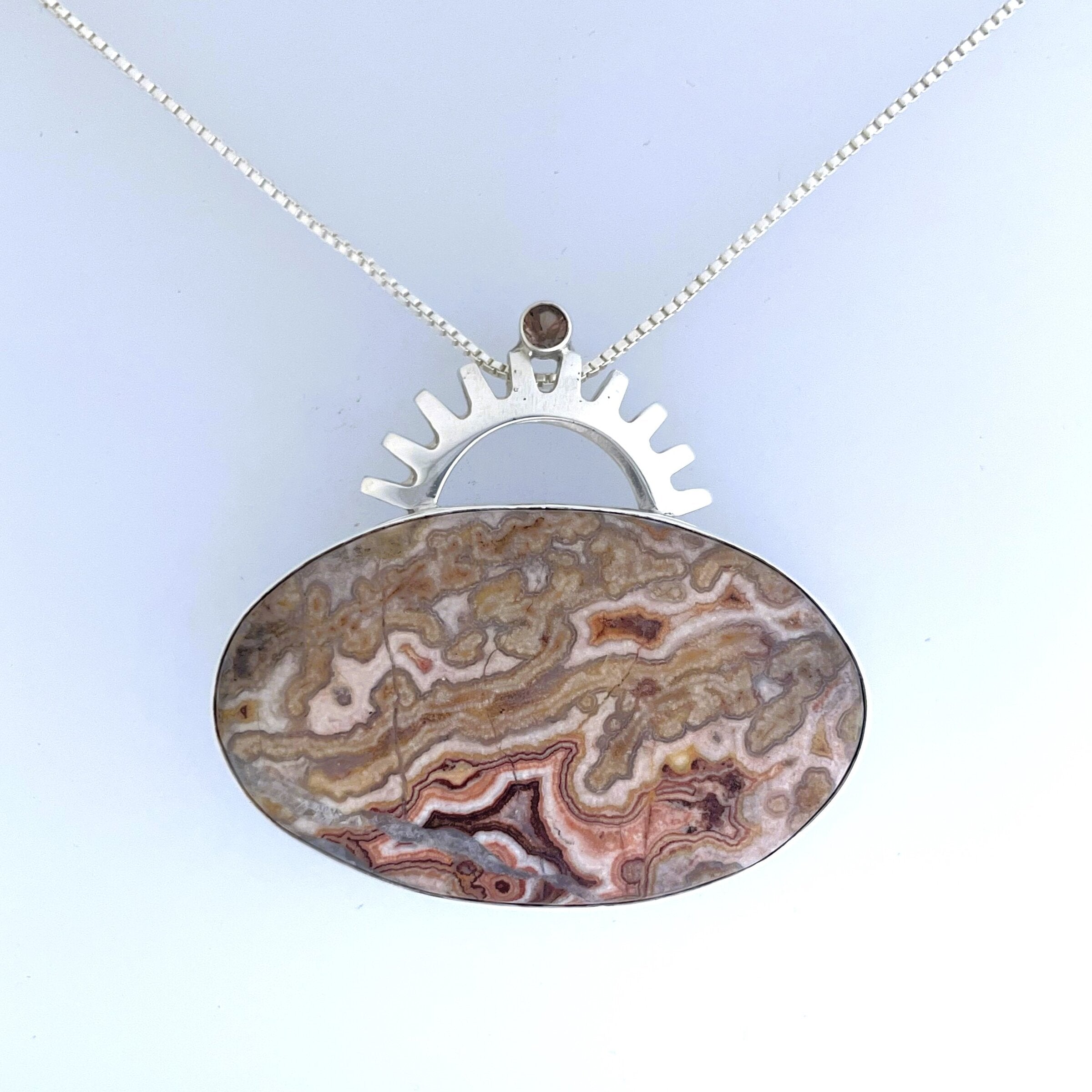 Agate & Sunstone Silver Pyxis Pendant