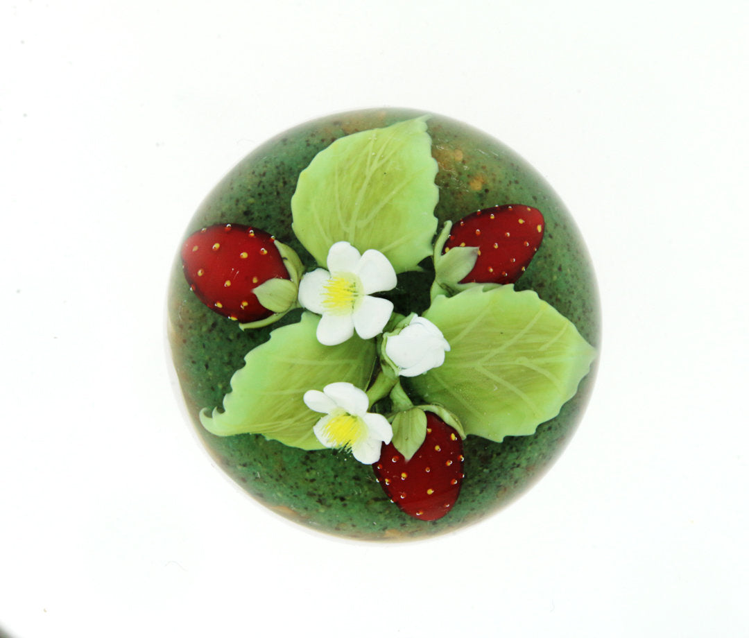 Strawberries and Blossoms Miniature Paperweight