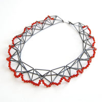 Lacy Red Bead Edge Necklace