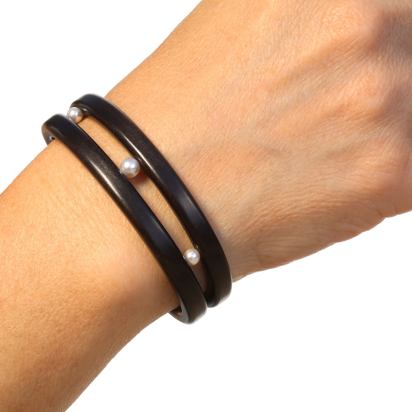 Ebonized PeaPod Cuff with Pearls
