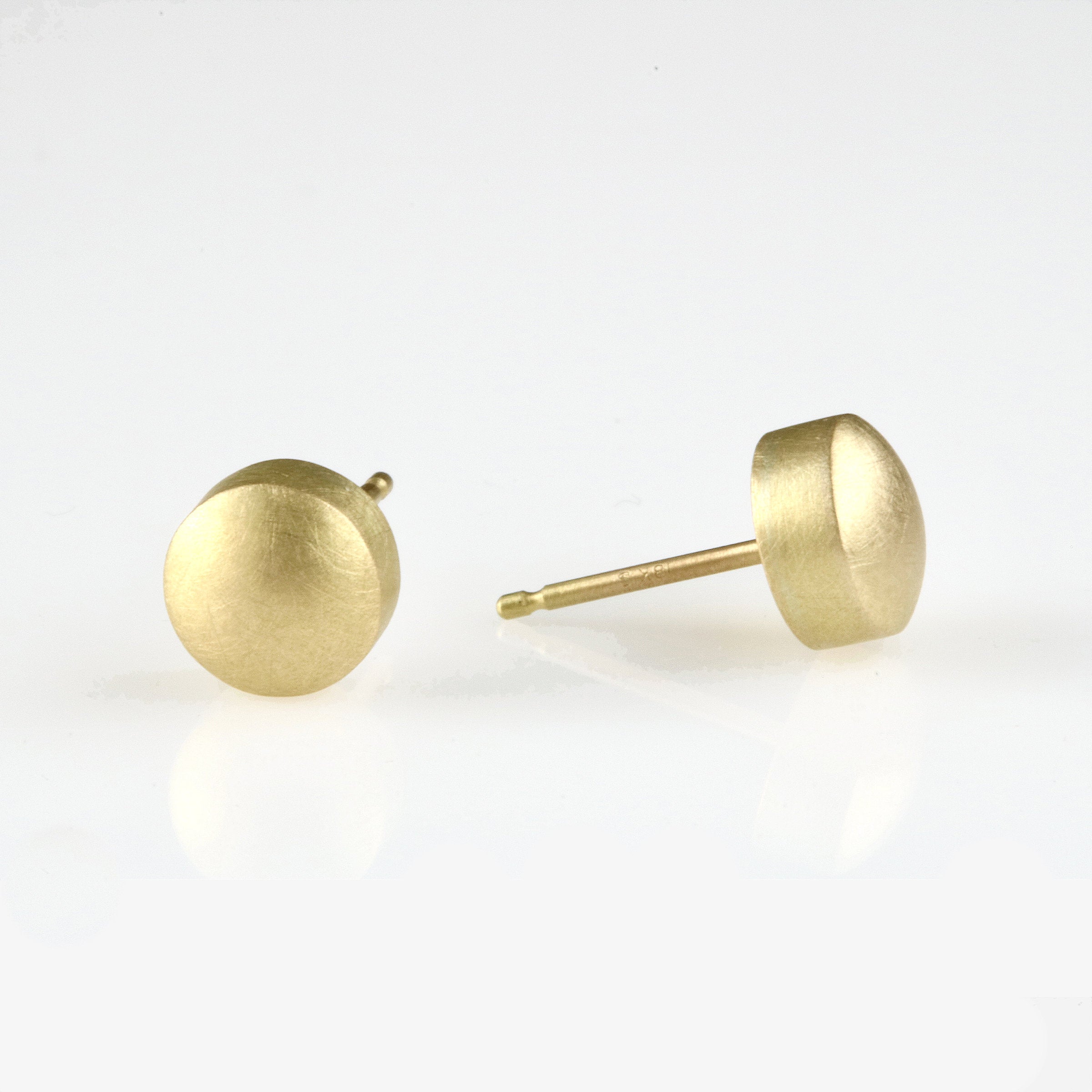 Gold Button Ear Studs