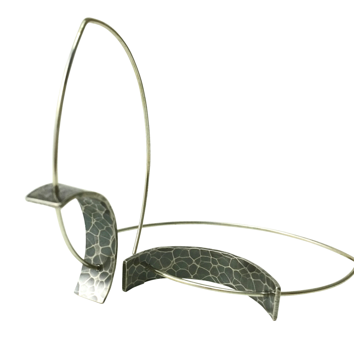 Dappled Hammered Silver with silver ear wires