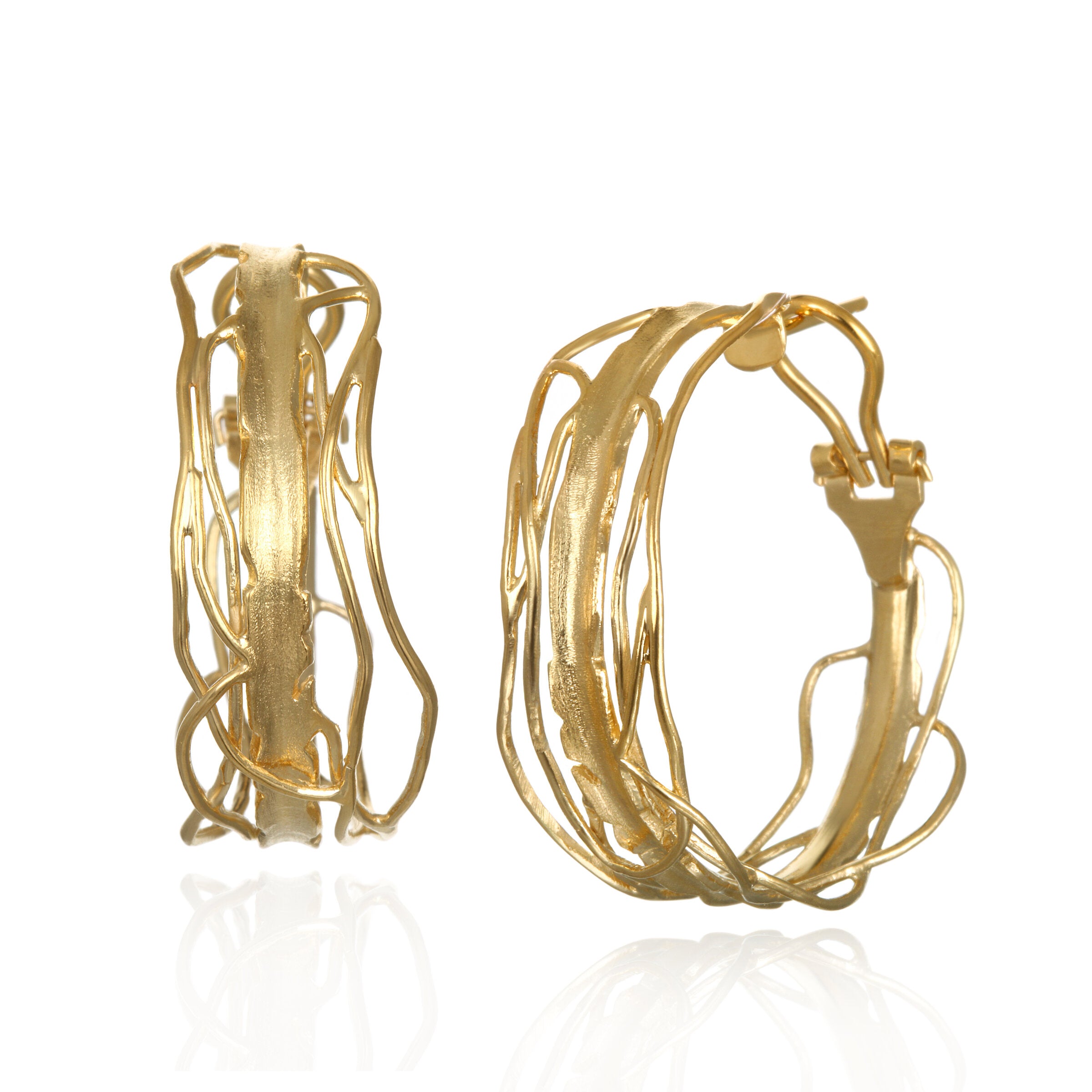 Large Gold Edge Hoop Earrings