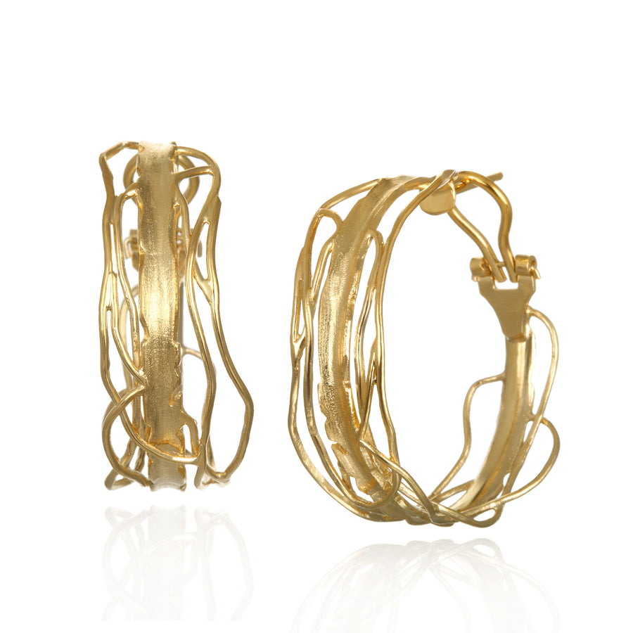 Large Gold Edge Hoop Earrings