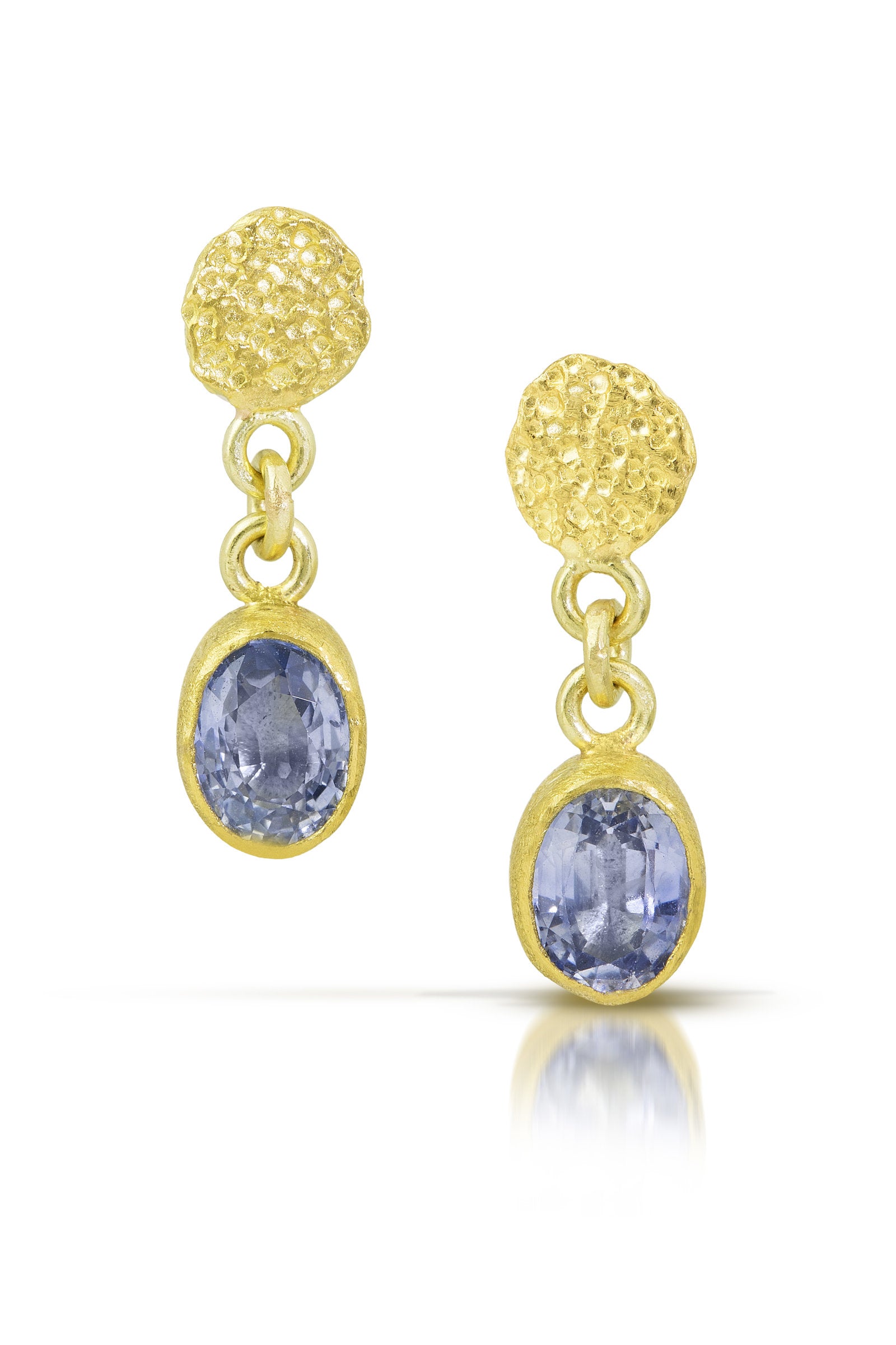 Blue Sapphire & 22k Gold Dangle Earrings