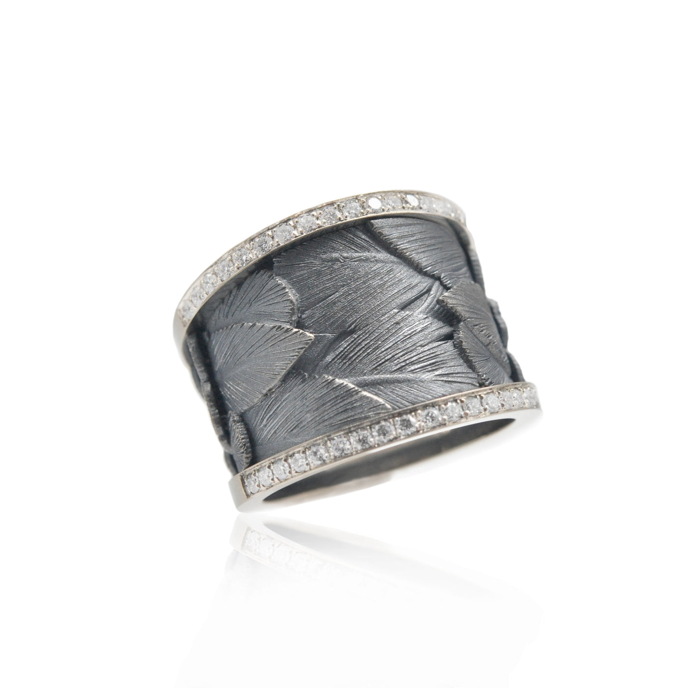 Oxidized Silver with White Gold