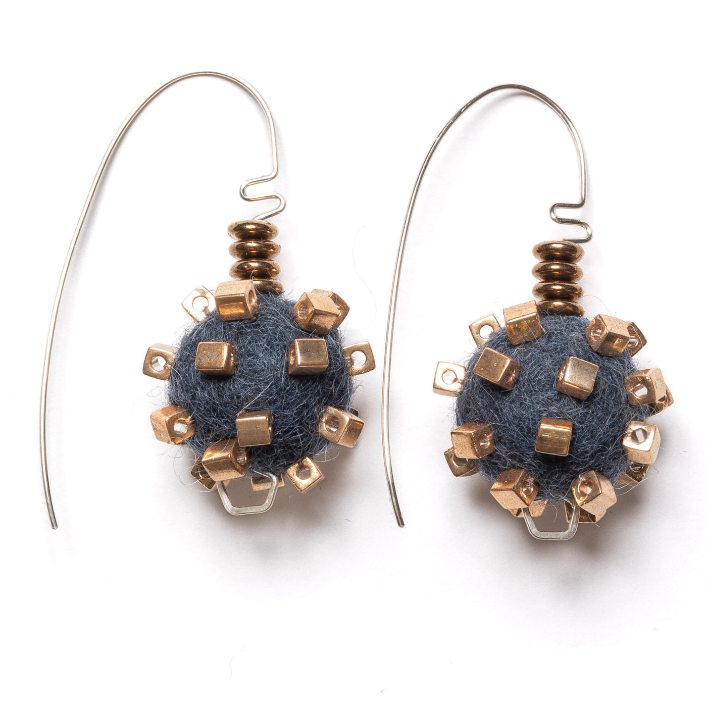 Charcoal with Bronze Square Beads