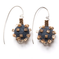 Charcoal with Bronze Square Beads