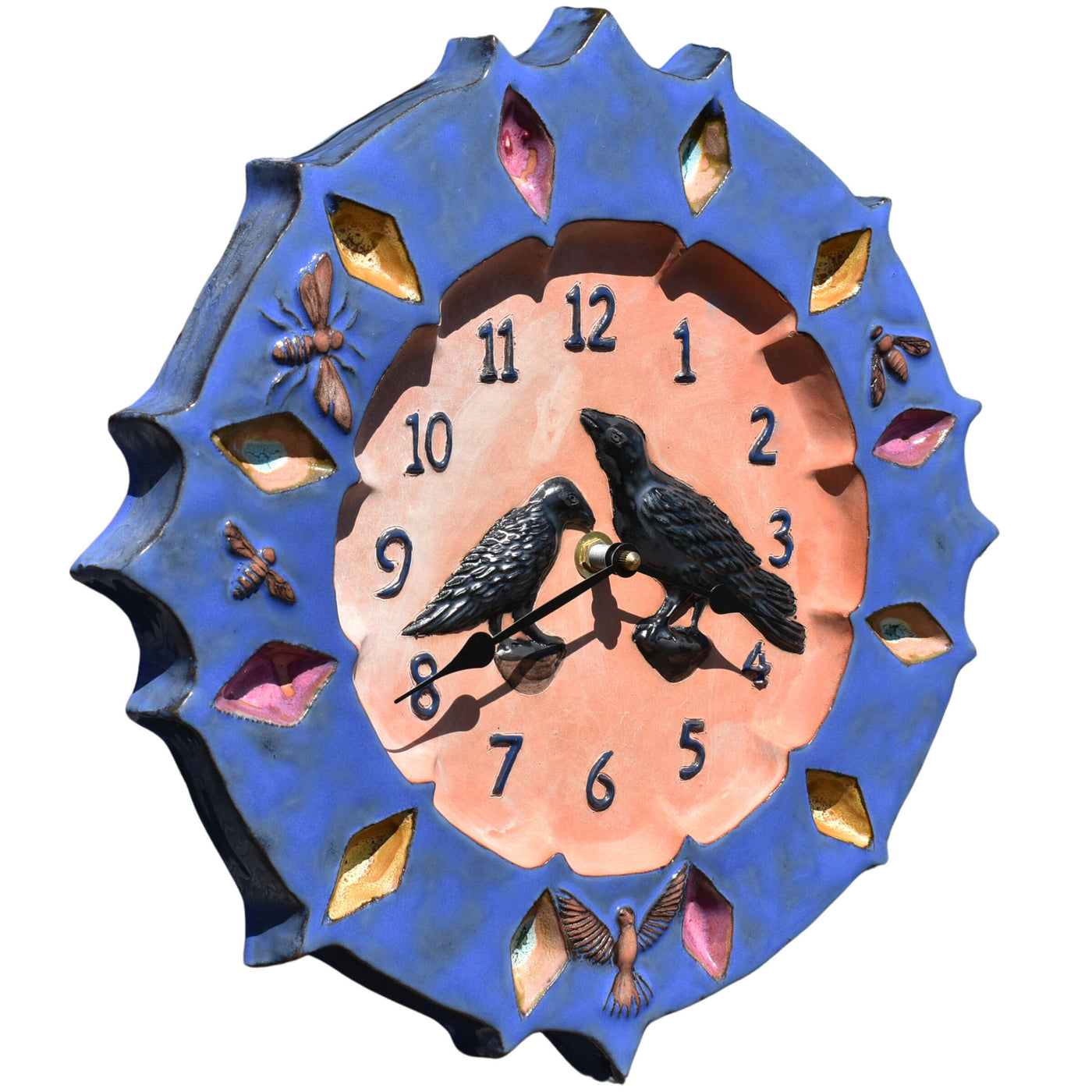 Ravens Ceramic Wall Clock in Deep Water Blue