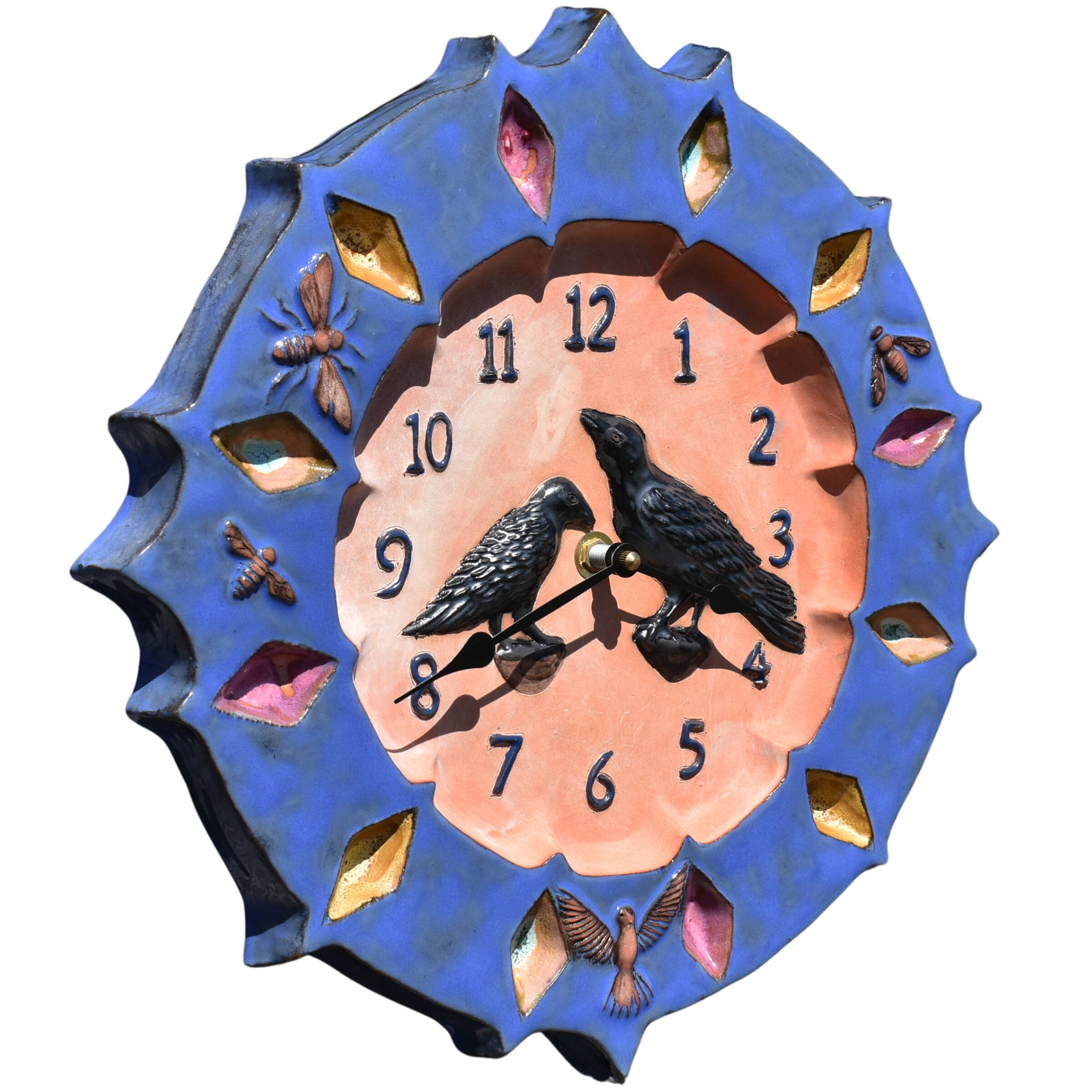 Ravens Ceramic Wall Clock in Deep Water Blue