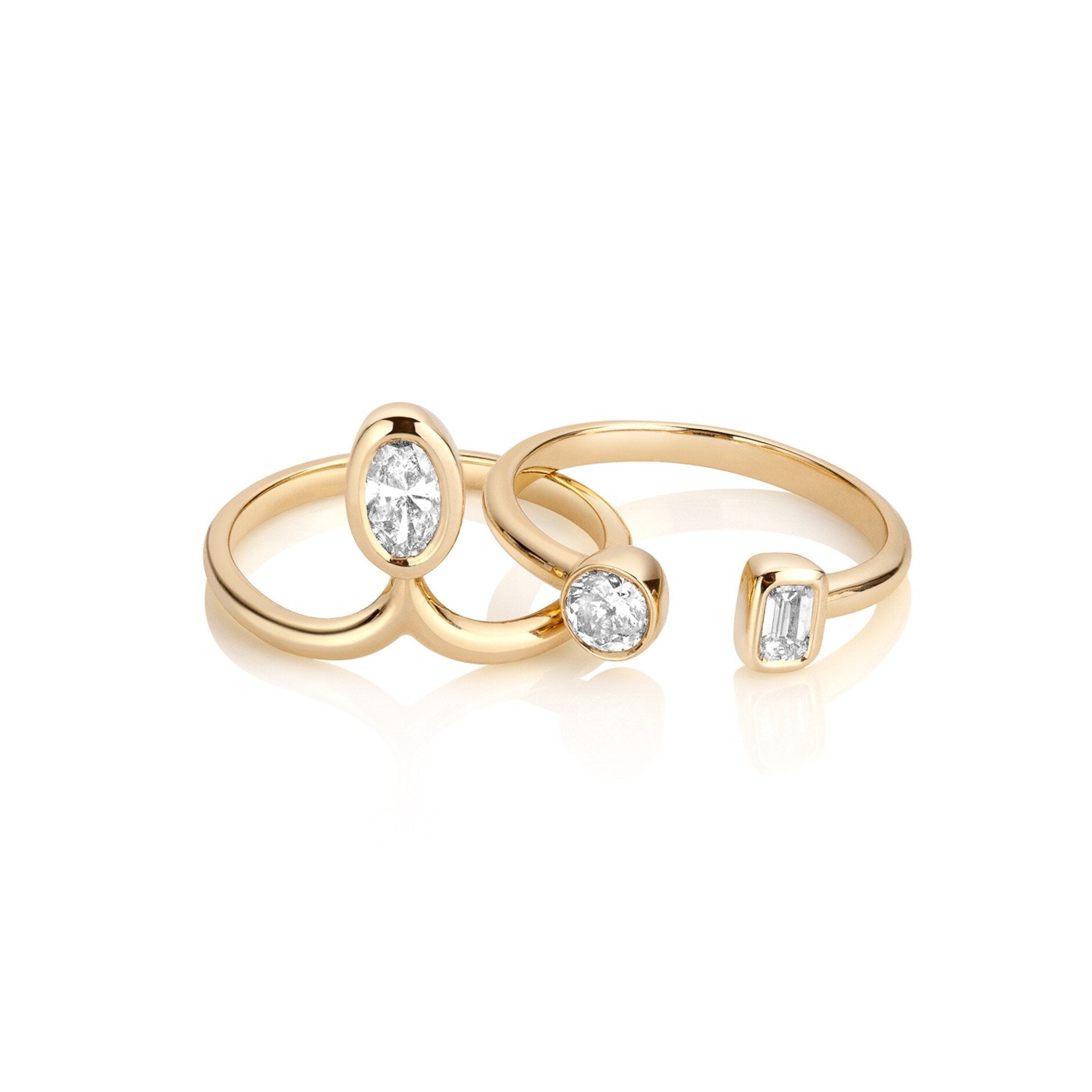 Round Emerald Stacking Ring Set
