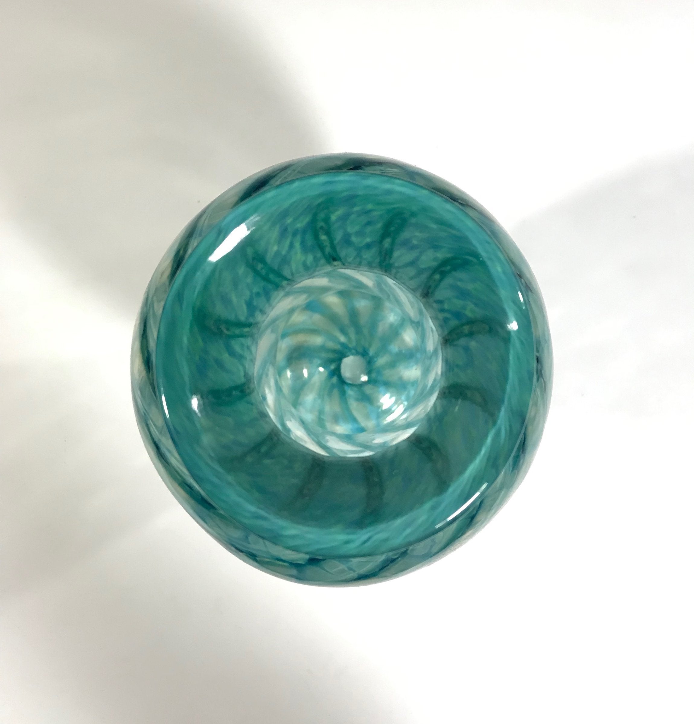 Aqua Blue Green Spiral Vase