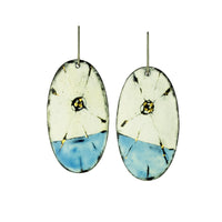 Blue Field Painted Enamel Earrings