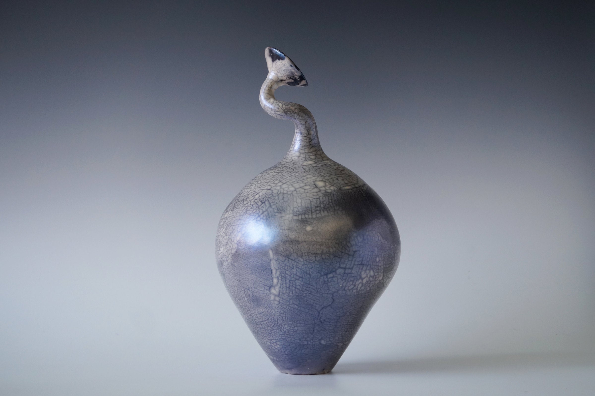 Nerida Coil Blue Iridescent Raku Vessel