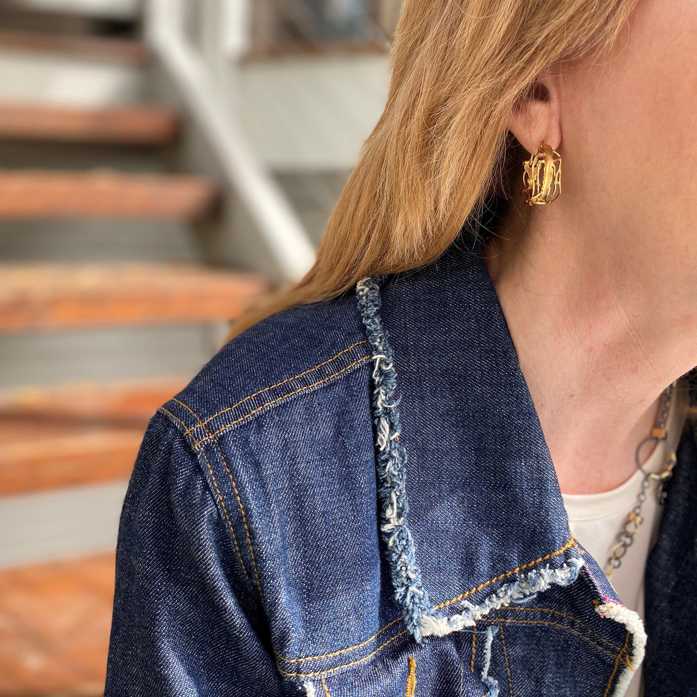 Gold Edge Hoop Earrings