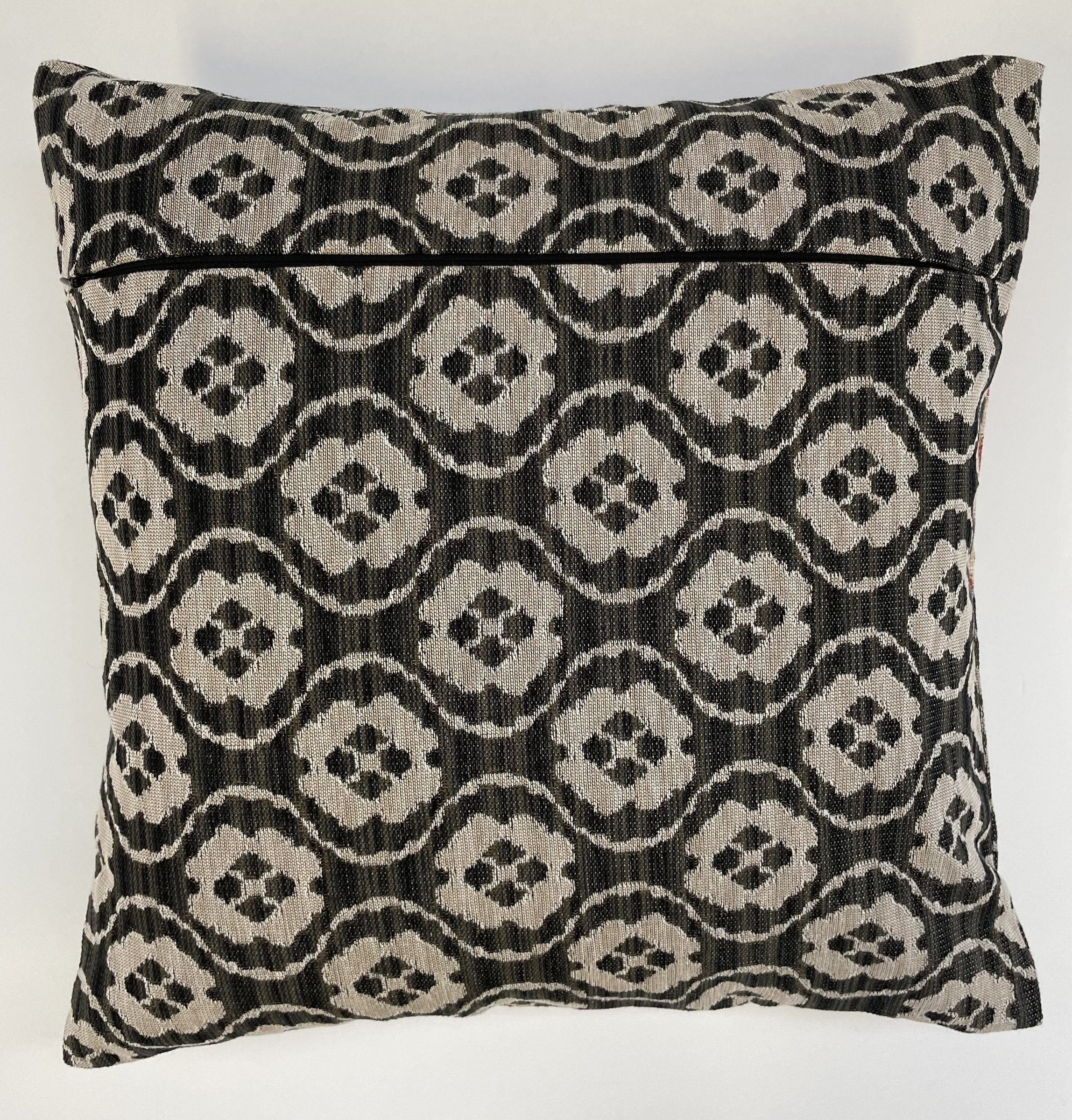Three Color Pieced Medallion Textile Pillow