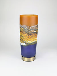 Satin Strata Pillar Lamp in Tangerine and Amethyst