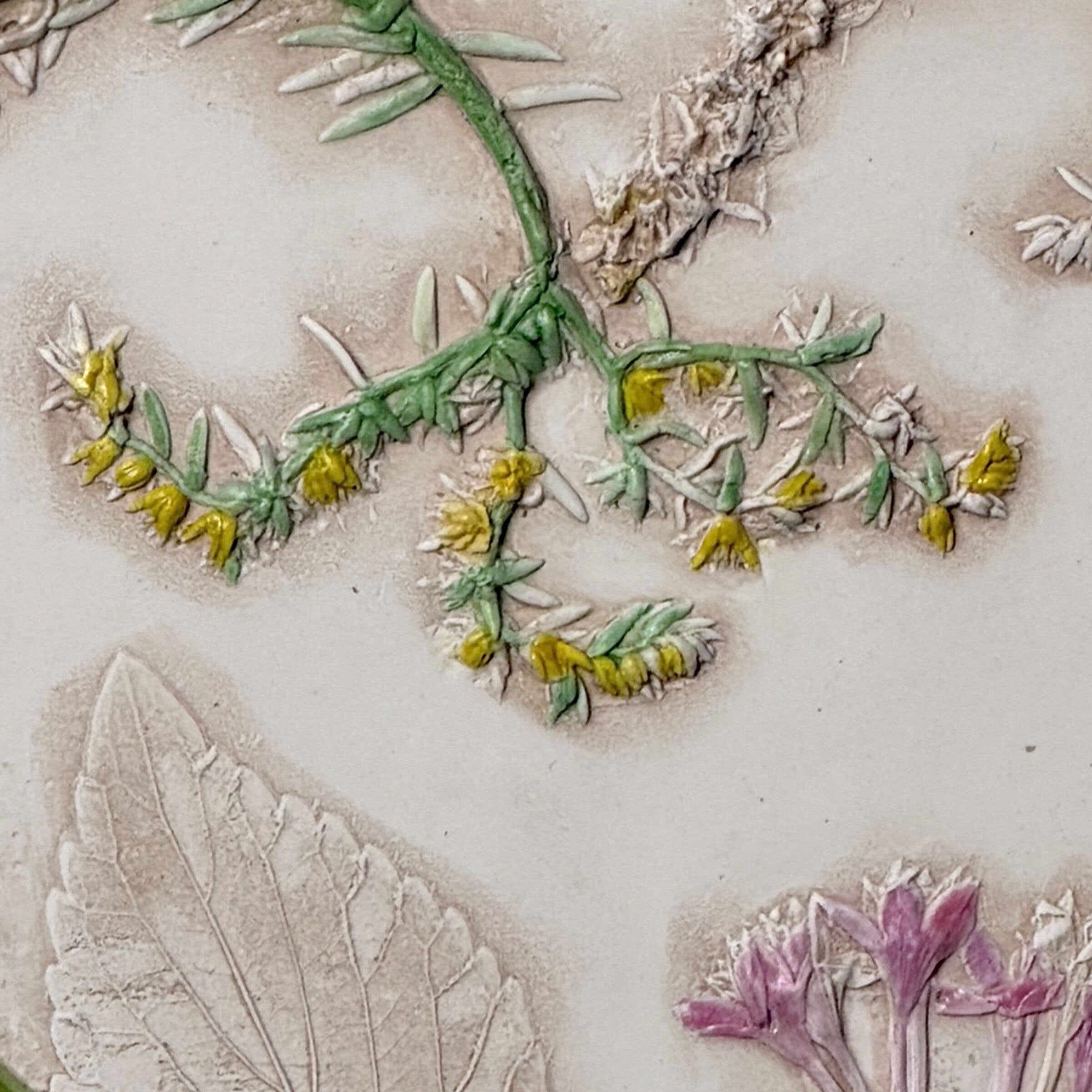 Yellow Sedum & Purple Salvia Heart Tile II