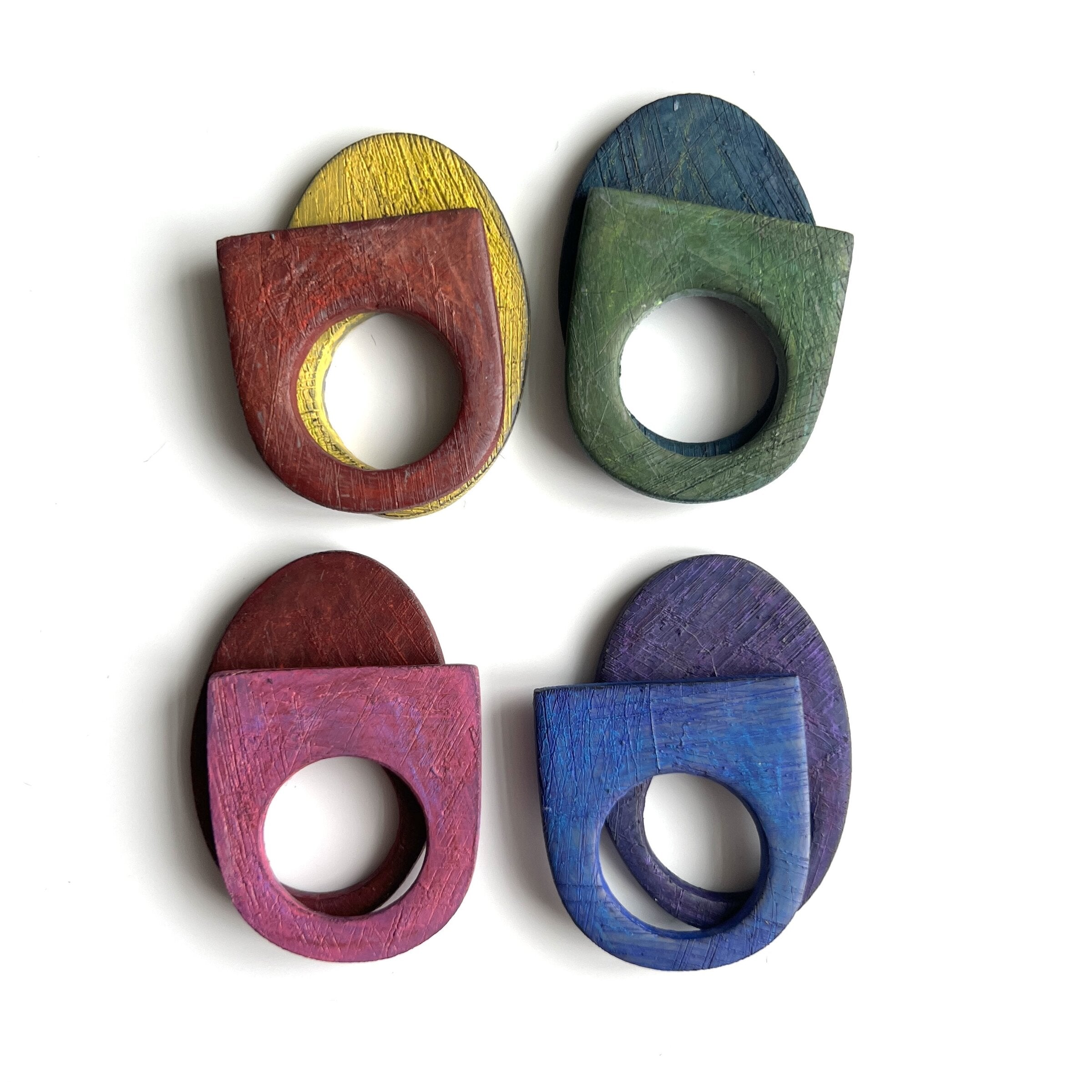 Colorful Shield Ring Set