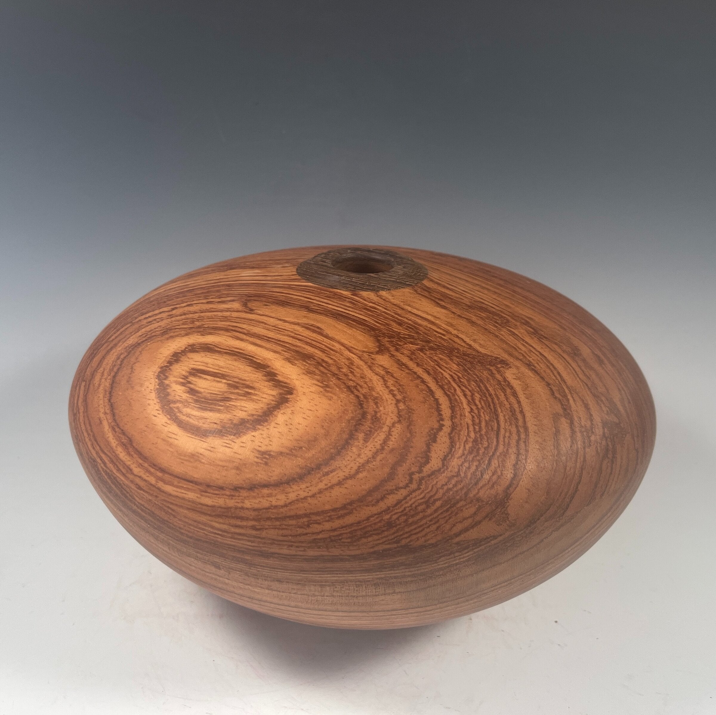 Bubinga Hollow Form Vessel with Wenge Rim