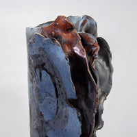 Black Ceramic Vase with Dark Blue Ruffle