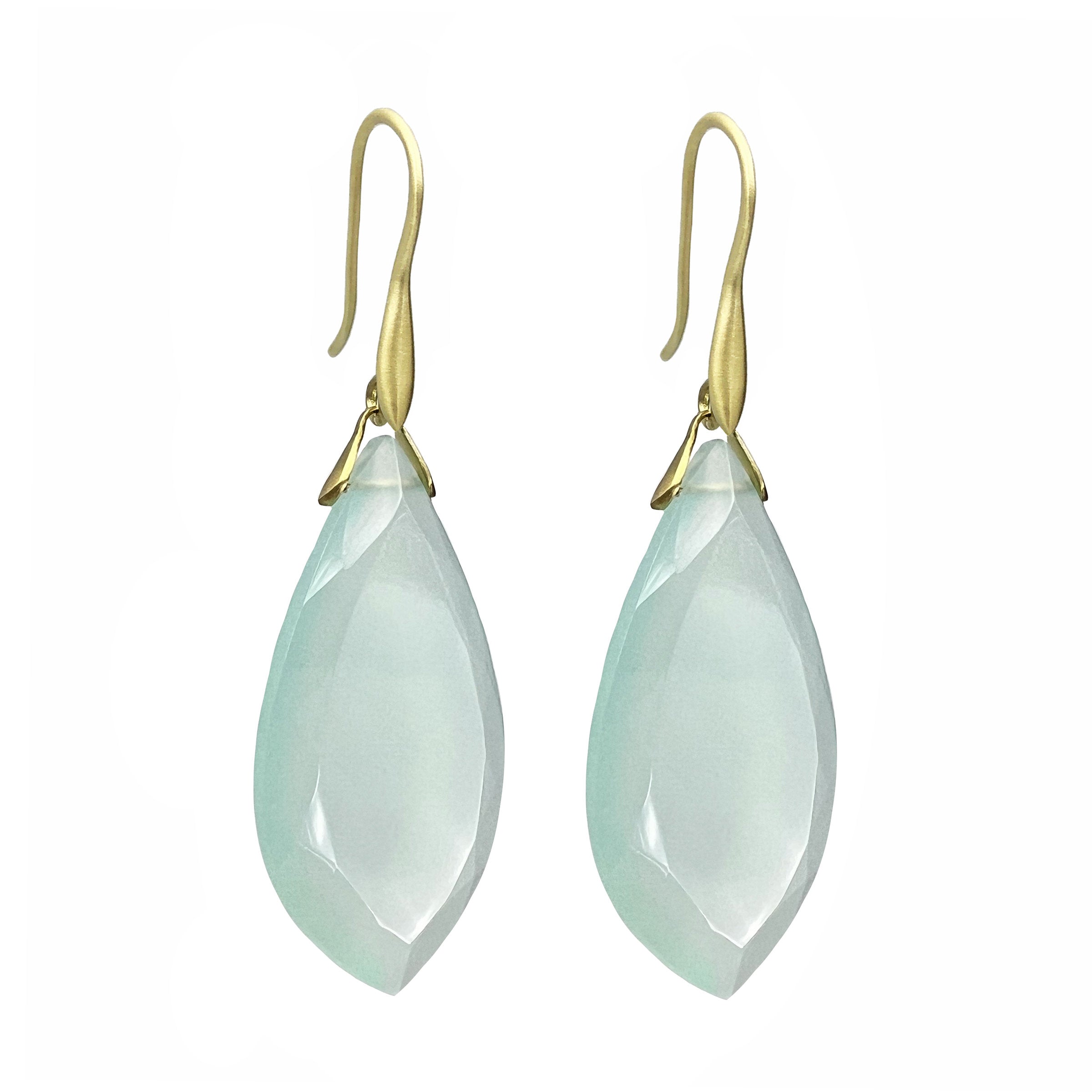 Chalcedony Leaf Trapeze Earrings