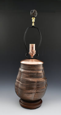 Raku Table Lamp with Linen Shade