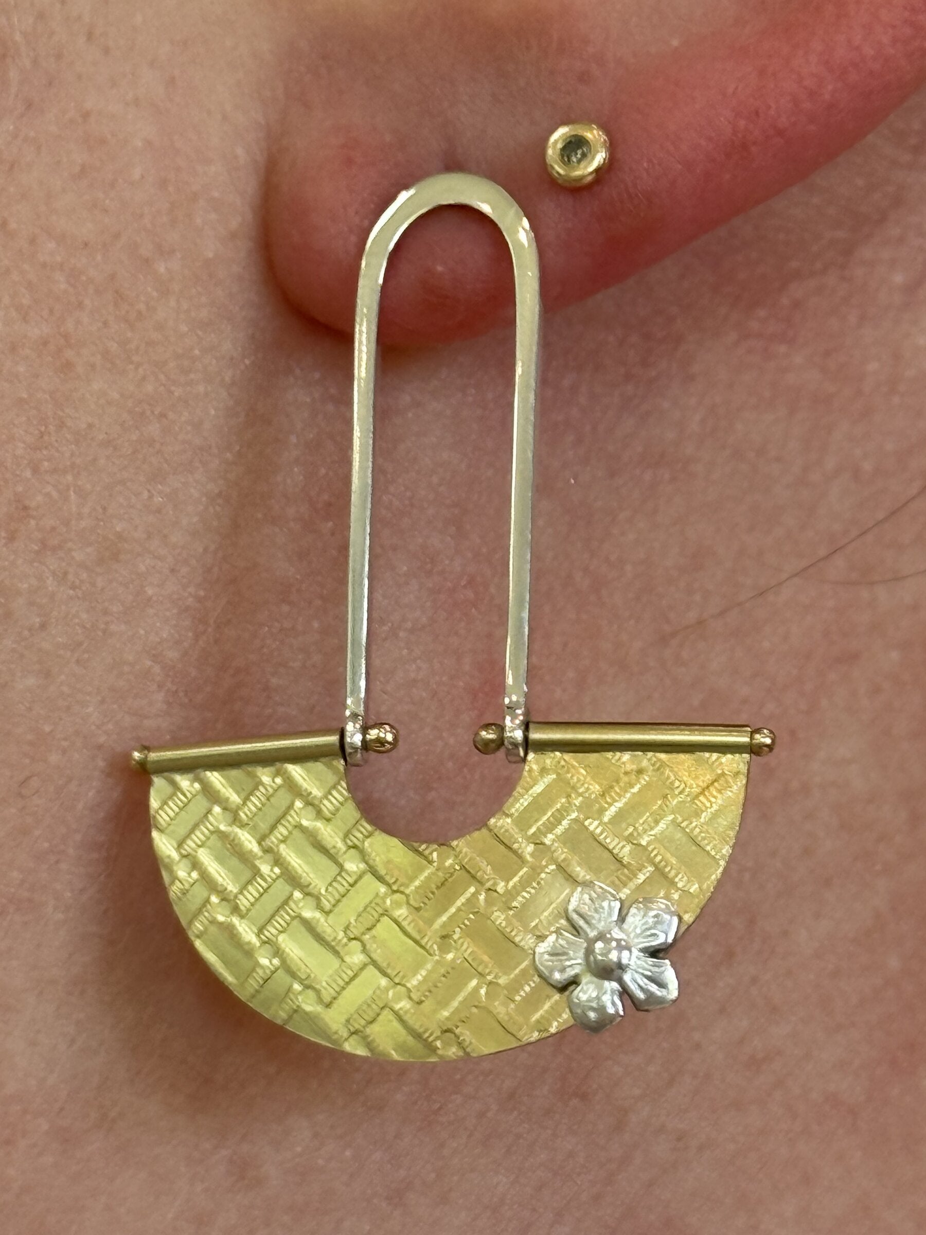 Half-Moon Basketweave Dangle Earrings