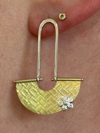 Half-Moon Basketweave Dangle Earrings