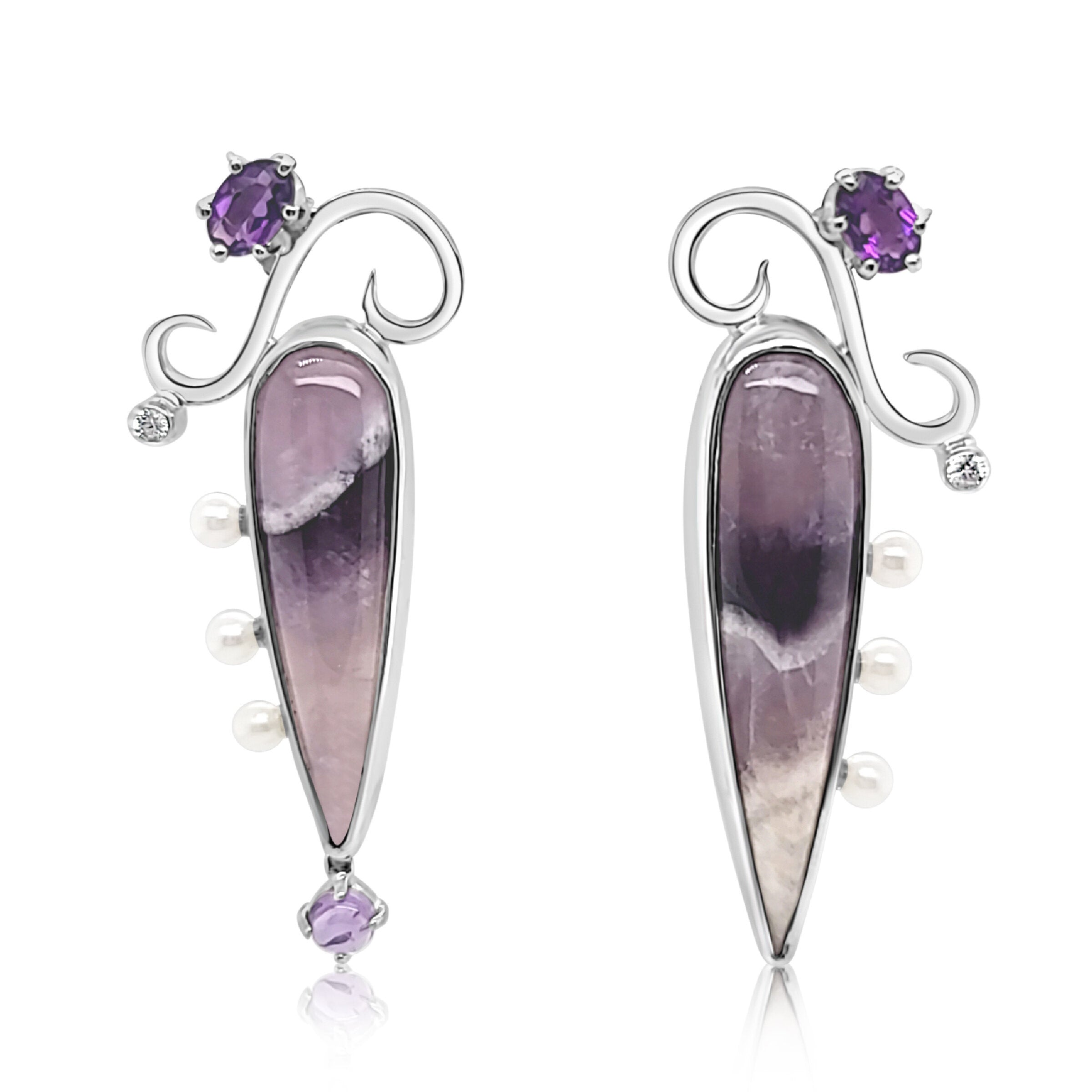 Purple Riddle Chevron Amethyst Earrings