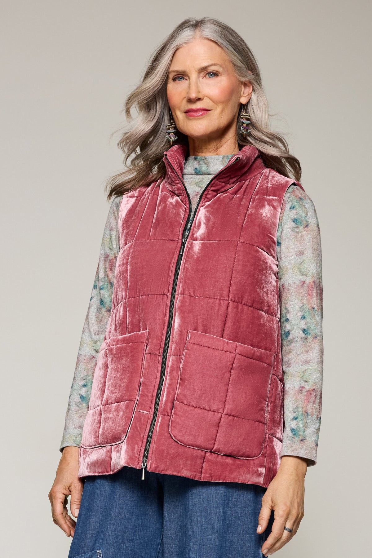 Quilted Silk Velvet Kendra Vest